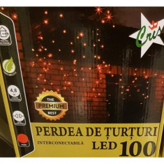 Instalatie turturi de exterior cu 100 led-uri cu lumina rosie interconectabila foto