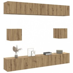 vidaXL Set dulap TV 6 piese montat pe perete Stejar artizanal 3328992