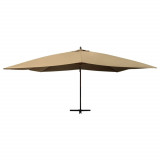 Umbrela suspendata cu stalp din lemn, gri taupe, 400x300 cm GartenMobel Dekor, vidaXL