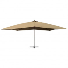 Umbrela suspendata cu stalp din lemn, gri taupe, 400x300 cm GartenMobel Dekor