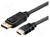 Cablu DisplayPort la HDMI, DisplayPort tata, HDMI tata, 3m, negru, Goobay, 51958, T199957