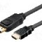 Cablu DisplayPort la HDMI, DisplayPort tata, HDMI tata, 3m, negru, Goobay, 51958, T199957