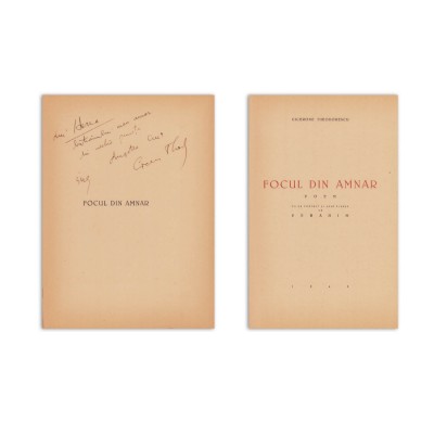 Cicerone Theodorescu, Focul din Amnar, 1946, cu dedicație pentru Horia Oprescu foto