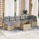 VidaXL Set de canapele pentru grădină cu pernă 8 pcs Bej Rattan poli