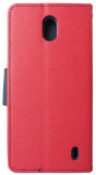 Husa tip carte Fancy Book rosu + bleumarin pentru Nokia 1 Plus