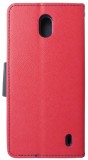 Husa tip carte Fancy Book rosu + bleumarin pentru Nokia 1 Plus