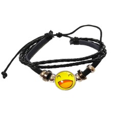 Bratara din piele ecologica, Emoticon, 120BJ