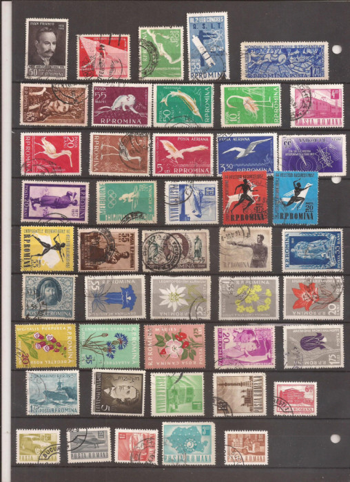 L8 , Lot 50 de timbre diferite Romanesti , stampilate