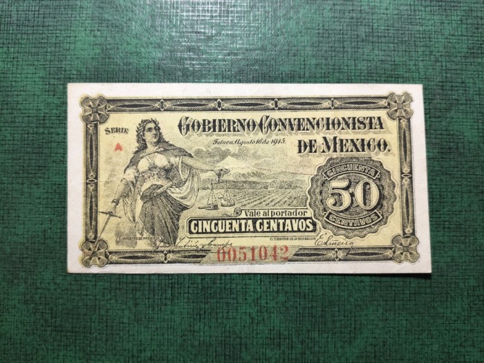MEXIC 50 CENTAVOS 1915 SUPERBĂ