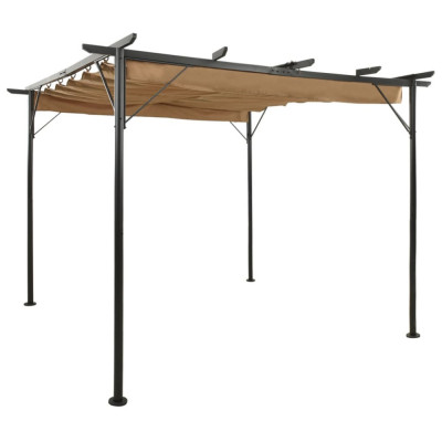 vidaXL Pergolă cu acoperiș retractabil gri taupe 3x3 m oțel 180 g/m&amp;sup2; foto