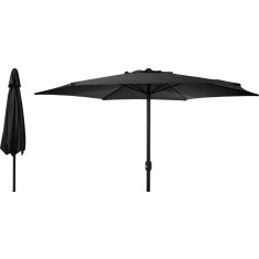 Umbrela de gradina XXL neagra O350 cm cu sistem de deschidere prin manivela