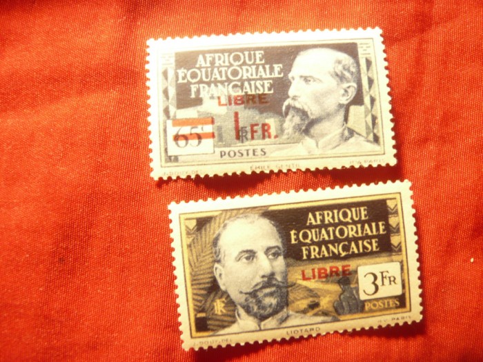 2 Timbre Africa Ecuatoriala Franceza 1940- Personalitati , supratipar Libre , sa