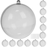 Set 12 Globuri Acril Transparente 8cm, DIY, Decoratiuni Craciun, Ruhhy