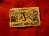 Serie- Campionat Mond. Sky -Chamonix 1937 Franta ,1val.stamp, Stampilat