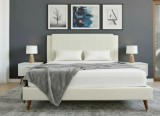Pat Lyra 180x200 cm Tapitat Catifea Crem Somiera Inclusa ML 2432