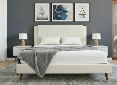 Pat Lyra 180x200 cm Tapitat Catifea Crem Somiera Inclusa ML 2432 foto