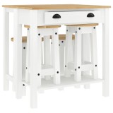 Cumpara ieftin Set mobilier de bar, 5 piese, alb, lemn masiv de pin
