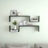 Rafturi perete Gossi, 2 buc, negru, 100x15x20 cm, pal, suspendate, decorative, design modern, stocare carti, obiecte decor, montare usoara