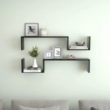 VidaXL Rafturi de perete, 2 buc., negru, 100x15x20 cm, PAL