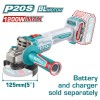 TOTAL - POLIZOR UNGHIULAR - 125MM - 20V - MOTOR FARA PERII (NU INCLUDE ACUMULATOR) PowerTool TopQuality