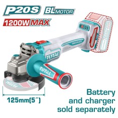 TOTAL - POLIZOR UNGHIULAR 20V - 125MM - MOTOR FARA PERII (NU INCLUDE ACUMULATOR) PowerTool TopQuality foto