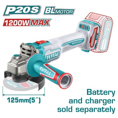 TOTAL - POLIZOR UNGHIULAR - 125MM - 20V - MOTOR FARA PERII (NU INCLUDE ACUMULATOR) PowerTool TopQuality foto