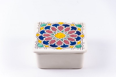 Cutie de depozitare din ceramică decorativă Floare Stea foto