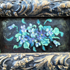Pictură veche cu flori - toporaşi