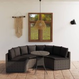 vidaXL Set mobilier de grădină cu perne, 5 piese, gri, poliratan 3064907