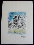 Peisaj urban - print offset color dupa acuarela lui Orfeo Tamburi, 22 x 30 cm, Peisaje