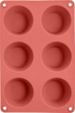 MagicHome, tavă de copt, pentru 6 brioșe, silicon, roșu, 23,7x16x3 cm