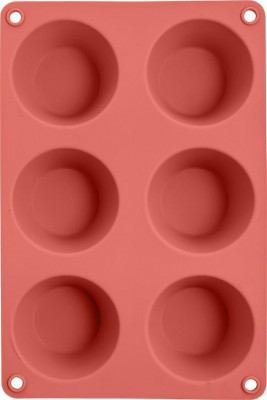 MagicHome, tavă de copt, pentru 6 brioșe, silicon, roșu, 23,7x16x3 cm foto