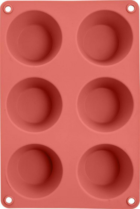 MagicHome, tavă de copt, pentru 6 brioșe, silicon, roșu, 23,7x16x3 cm