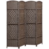 HOMCOM Paravent interior din lemn 4 panouri separator de cameră pliabil pentru sufragerie dormitor 180 x 180 cm maro | Aosom Romania