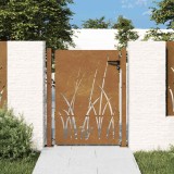 vidaXL Poartă de grădină 100x150 cm, oțel corten, design cu iarbă 153229