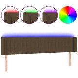 Cumpara ieftin Tablie de pat cu LED, maro inchis, 163x16x78/88 cm, textil