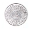 Moneda Maroc 10 francs/franci 1934, stare buna, curata, Africa, Argint