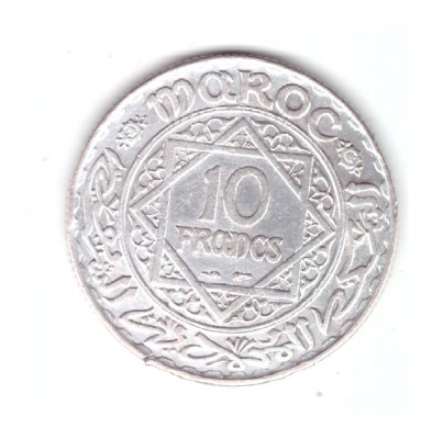 Moneda Maroc 10 francs/franci 1934, stare buna, curata foto