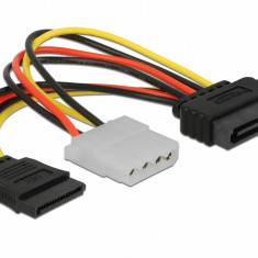 Cablu alimentare SATA la SATA + Molex T-M, Delock 65235