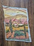 Goblen cusut manual peisaj toscan mediteranean (45x35 cm)