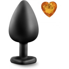 Dop Anal Brighty, Medium, Silicon, Negru/Portocaliu, Mokko Toys