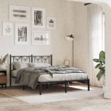VidaXL Cadru de pat metalic cu tăblie, negru, 135x190 cm