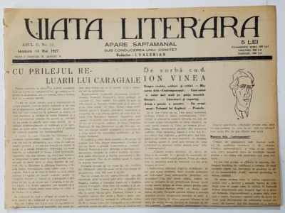 VIATA LITERARA , SUB CONDUCEREA UNUI COMITET , SAPTAMANAL , ANUL II , NR.51 , 14 MAI , 1927 foto