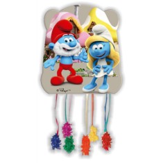 Pinata petrecere Strumfi cu corzi 28 x 33 cm foto