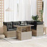 VidaXL Set canapele de grădină cu perne, 6 piese gri deschis poliratan