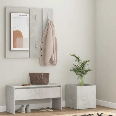 Set de mobilier pentru hol, gri beton, lemn prelucrat foto