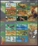 DB1 Fauna Africana Marina Pasari Gorila Animale in Pericol Gibraltar 2 x MS MNH, Nestampilat