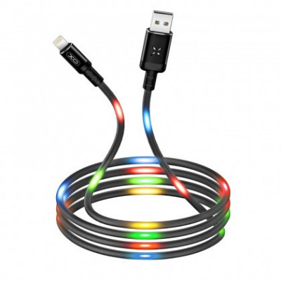 Cablu de date si Incarcare XO-NB108, USB - Apple (Lightning), 2.1A, 1m, Negru Blister foto