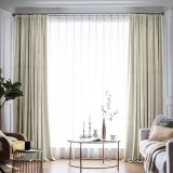 Set draperie din catifea blackout cu rejansa din bumbac tip fagure, Madison, 150x260 cm, densitate 700 g/ml, Winter White, 2 buc