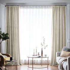 Draperie din catifea blackout cu rejansa din bumbac tip fagure, Madison, 150x250 cm, densitate 700 g/ml, Winter White, 1 buc